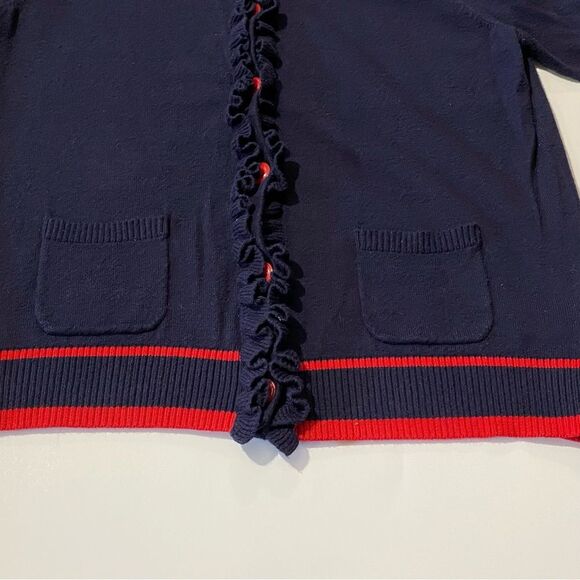 Talbots Lightweight Button Ruffle Nautical Cashmere Blend Cardigan Women Size LP - Picture 14 of 16